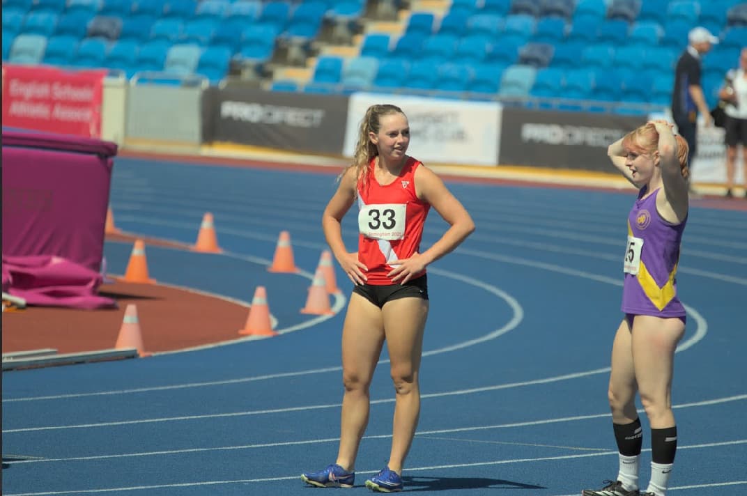 Millie competing on the track